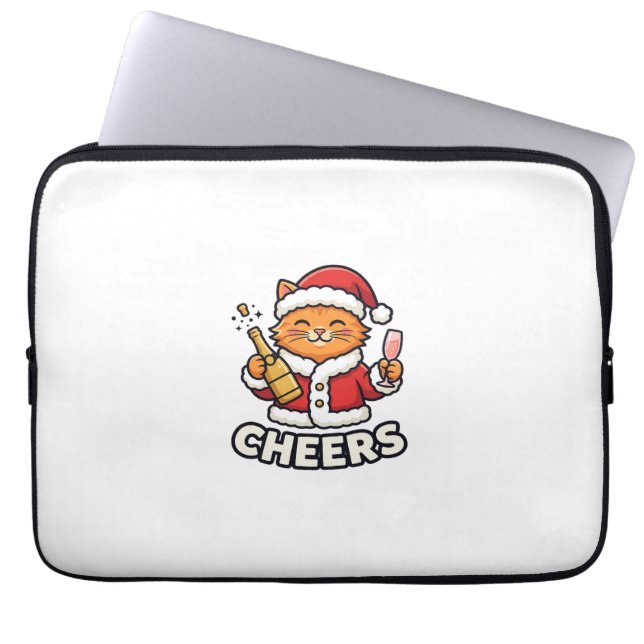 Weihnachtskatze Prostet Vektordesign Laptopschutzhülle (Vorderseite)