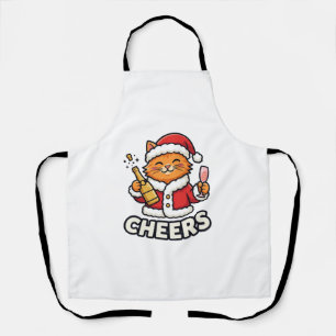Weihnachtskatze Prostet Vektordesign Schürze