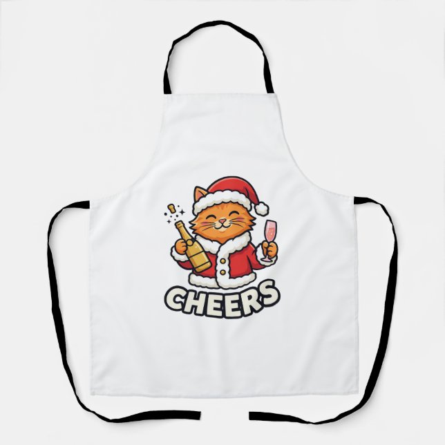Weihnachtskatze Prostet Vektordesign Schürze (Vorderseite)