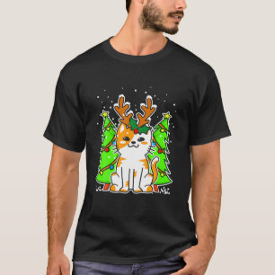 Weihnachtskatze Rentier Antlers Geschenk für Männe T-Shirt