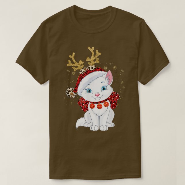 Weihnachtskatze Rentierlicht Antlers Men Women Boy T-Shirt (Design vorne)