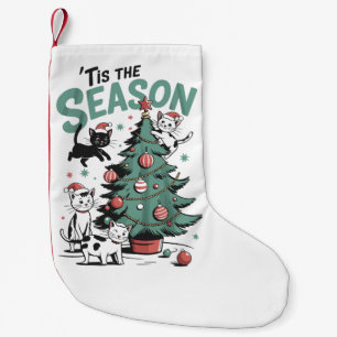 Weihnachtskatze Retro Die Zeit Ist Da Meowy Catmas Kleiner Weihnachtsstrumpf