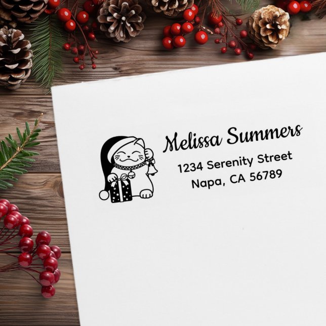 Weihnachtskatze Rücksendeadresse Gummistempel (Von Creator hochgeladen)