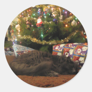 Weihnachtskatze Runder Aufkleber