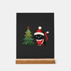 Weihnachtskatze Santa Baum Vektor Acrylschild