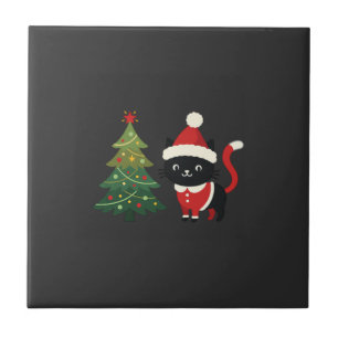 Weihnachtskatze Santa Baum Vektor Fliese