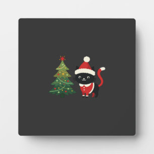 Weihnachtskatze Santa Baum Vektor Fotoplatte