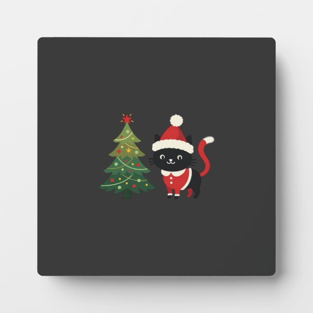 Weihnachtskatze Santa Baum Vektor Fotoplatte (Vorderseite)