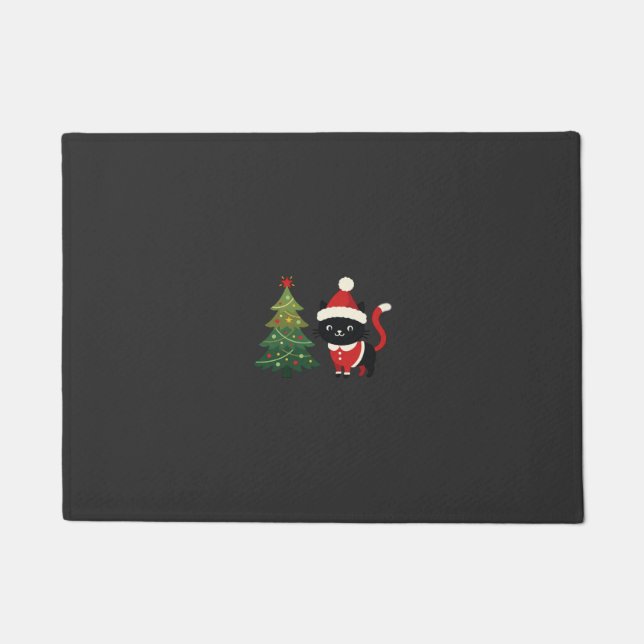 Weihnachtskatze Santa Baum Vektor Fußmatte (Vorderseite)
