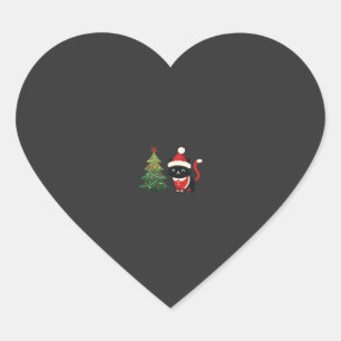 Weihnachtskatze Santa Baum Vektor Herz-Aufkleber