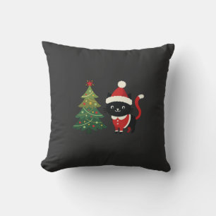 Weihnachtskatze Santa Baum Vektor Kissen