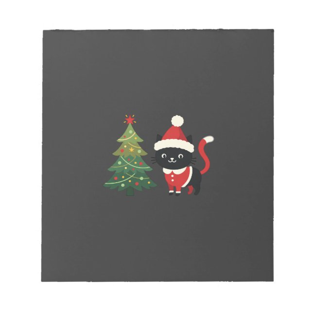 Weihnachtskatze Santa Baum Vektor Notizblock (Vorderseite)