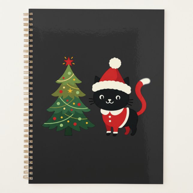 Weihnachtskatze Santa Baum Vektor Planer (Vorderseite)