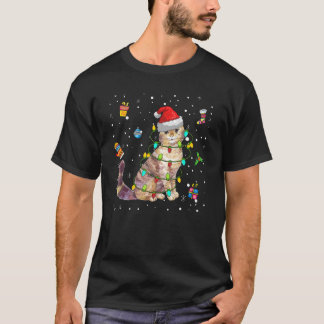 Weihnachtskatze Santa Hut Lichter Ornamente Xmas M T-Shirt