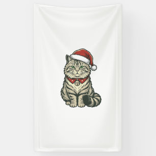 Weihnachtskatze Santa Hut Vintage Gravur Design_1 Banner