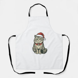 Weihnachtskatze Santa Hut Vintage Gravur Design_1 Schürze