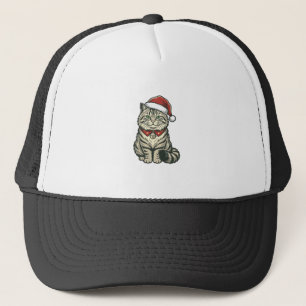 Weihnachtskatze Santa Hut Vintage Gravur Design_1 Truckerkappe
