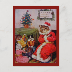 Weihnachtskatze Santa & Kitten Kinder Kopie Postkarte