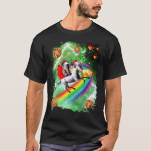 Weihnachtskatze Santa Reitendes Einhorn, Weltraump T-Shirt