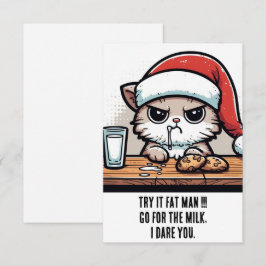 Weihnachtskatze: Santa vs Kat für die Milch Karte