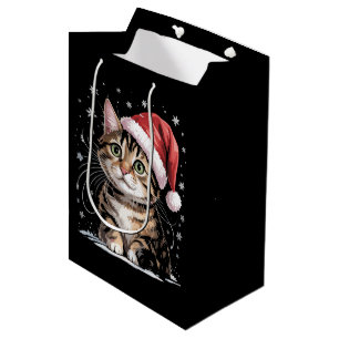 Weihnachtskatze Schnee Santa Hut Winter Mittlere Geschenktüte