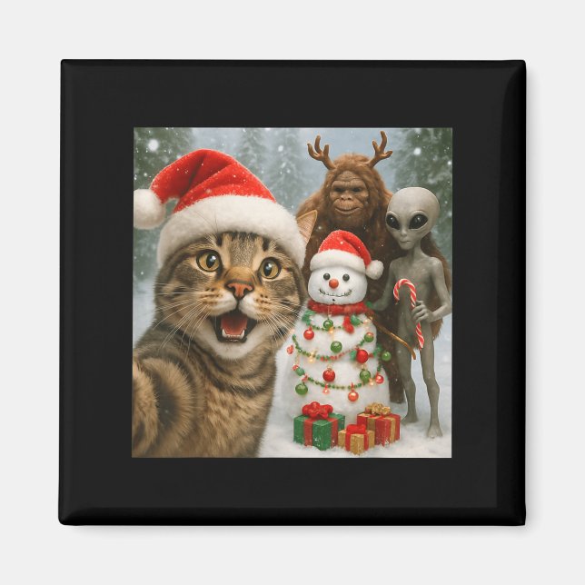Weihnachtskatze Selfie mit Bigfoot Alien & Amp Magnet (Vorne)
