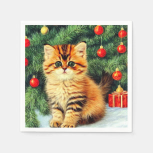 Weihnachtskatze Serviette