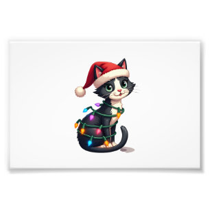 Weihnachtskatze Smoking schwarze Katze xmas Lichte Fotodruck