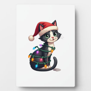 Weihnachtskatze Smoking schwarze Katze xmas Lichte Fotoplatte