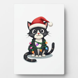 Weihnachtskatze Smoking schwarze Katze xmas Lichte Fotoplatte
