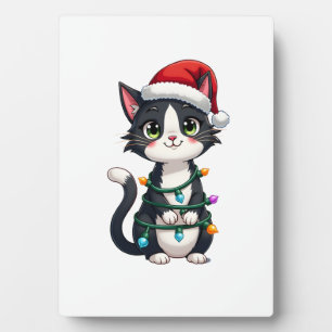 Weihnachtskatze Smoking schwarze Katze xmas Lichte Fotoplatte