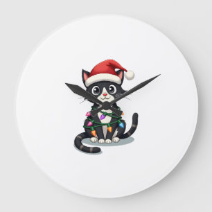 Weihnachtskatze Smoking schwarze Katze xmas Lichte Große Wanduhr