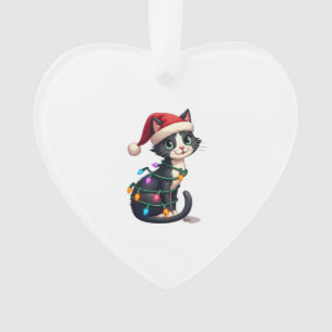 Weihnachtskatze Smoking schwarze Katze xmas Lichte Ornament