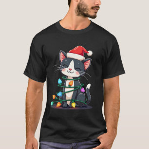 Weihnachtskatze Smoking schwarze Katze xmas Lichte T-Shirt