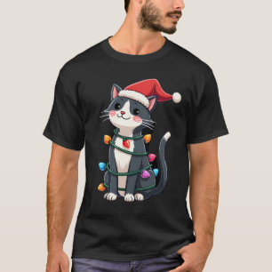 Weihnachtskatze Smoking schwarze Katze xmas Lichte T-Shirt