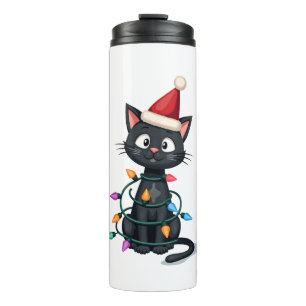Weihnachtskatze Smoking schwarze Katze xmas Lichte Thermosbecher