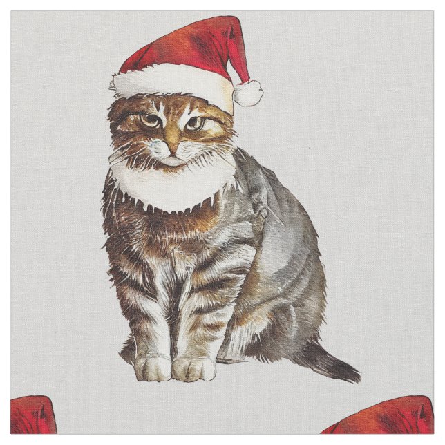 Weihnachtskatze Stoff (Nahaufnahme)