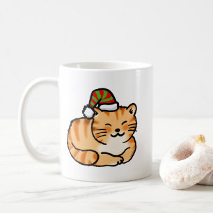 Weihnachtskatze - Süße Katze mit Weihnachtsmannmüt Kaffeetasse