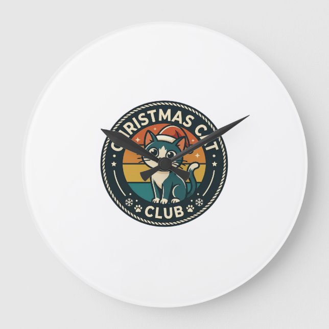 Weihnachtskatze Süße Kitty Design - Weihnachtskatz Große Wanduhr (Vorderseite)