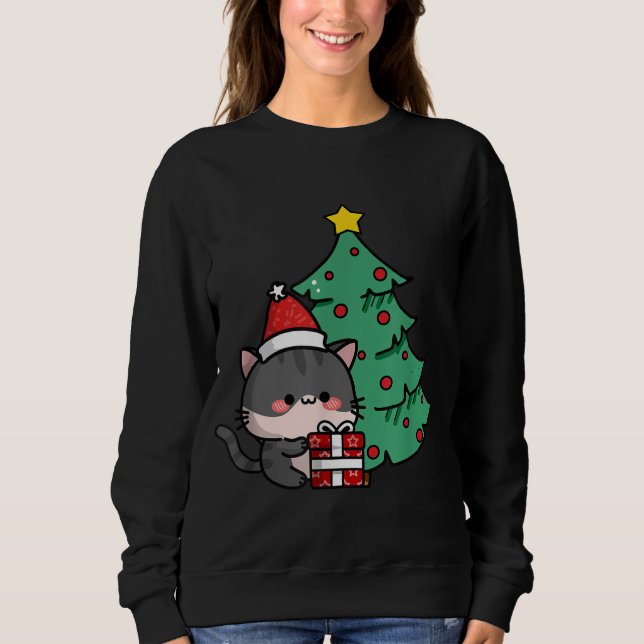 Weihnachtskatze Sweatshirt (Vorderseite)