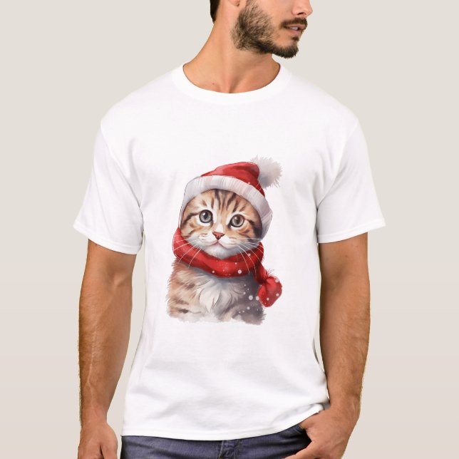 Weihnachtskatze T-Shirt (Vorderseite)