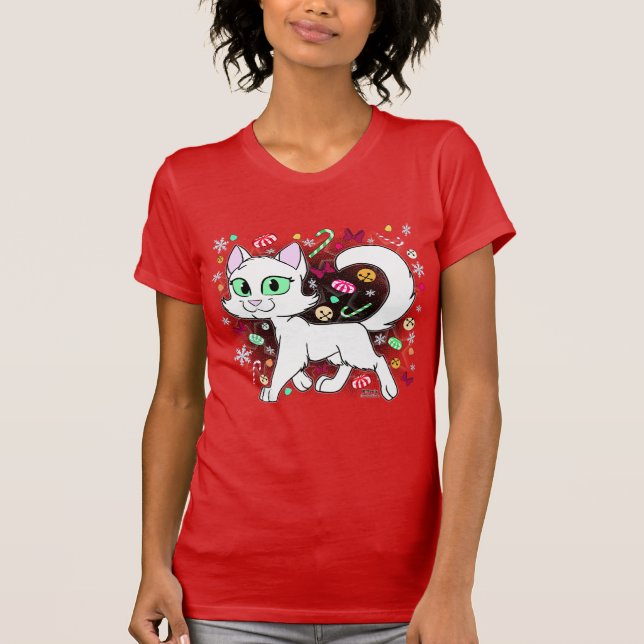 Weihnachtskatze T-Shirt (Rot) (Vorderseite)
