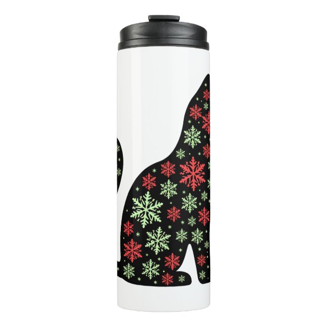 Weihnachtskatze T-Shirt Thermosbecher (Vorderseite)