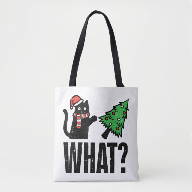 Weihnachtskatze Tipping Xmas Tree Funny (Vorderseite)