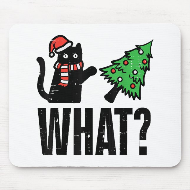 Weihnachtskatze Tipping Xmas Tree Funny Mousepad (Vorne)