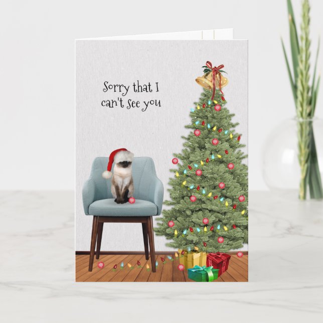 Weihnachtskatze und -baum feiertagskarte (Vorderseite)