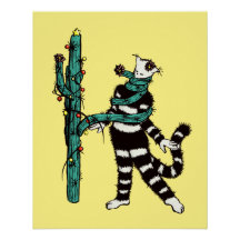 Weihnachtskatze und Kaktus komische WeihnachtsWeih