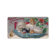 Weihnachtskatze und Kätzchen viktorianische Weihna