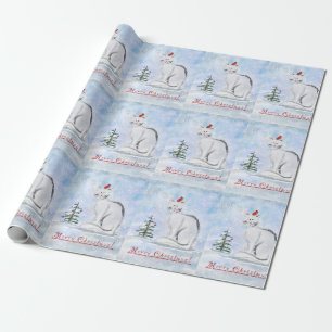 Weihnachtskatze und Vogelgeschenkwrake Geschenkpapier
