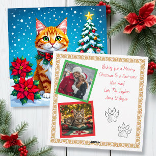 Weihnachtskatze und Zwei-Foto-Vorlage Feiertag Feiertagskarte